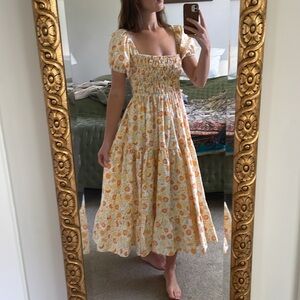 Wild Rose Vintage Babydoll Midi Dress Floral Print Handmade